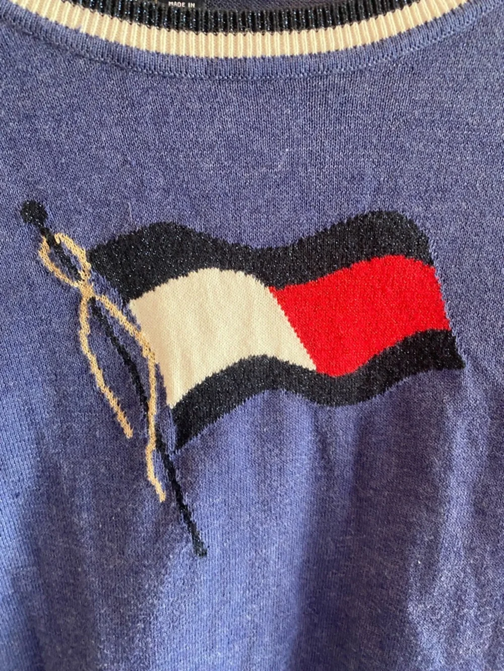 TOMMY HILFIGER Blue Flag Cotton Sweater Americana - Picture 4 of 7